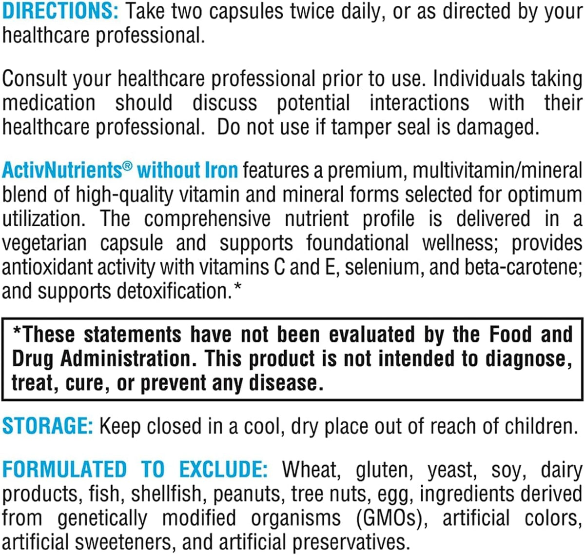 XYMOGEN ActivNutrients Without Iron - No Iron Multivitamin for Wellness Support, Energy Production and Immune Support - Gluten-free and Dairy-free - 120 Tablets - görsel 5