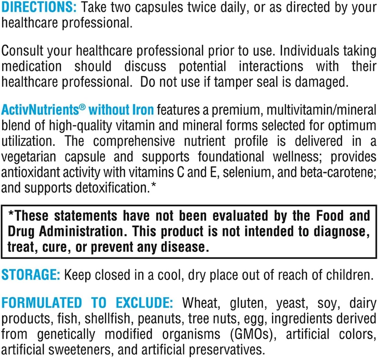 XYMOGEN ActivNutrients Without Iron - No Iron Multivitamin for Wellness Support, Energy Production and Immune Support - Gluten-free and Dairy-free - 120 Tablets - görsel 5
