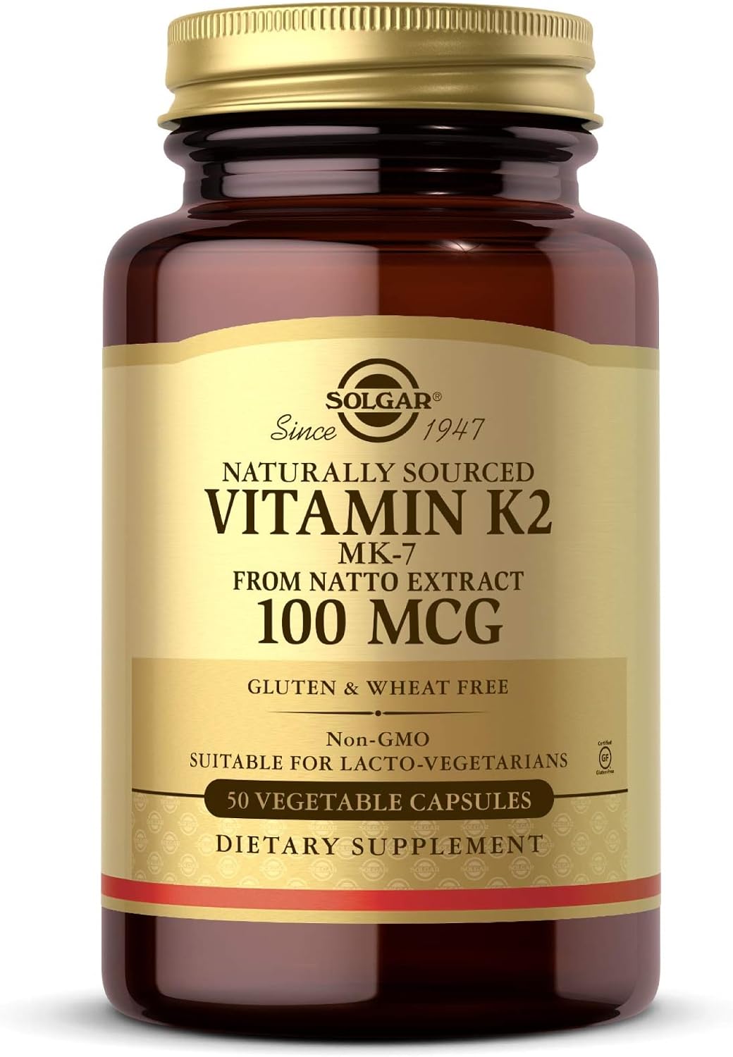Solgar Naturally Sourced Vitamin K2 (MK-7) 100 mcg - 50 Vegetable Capsules - görsel 1