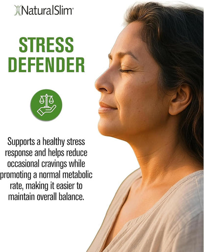 NaturalSlim Stress Defender Food Supplement – Cortisol Balance & Stress Support with Vitamin B5 & L-Tyrosine, 180 Capsules (3 Pack)
