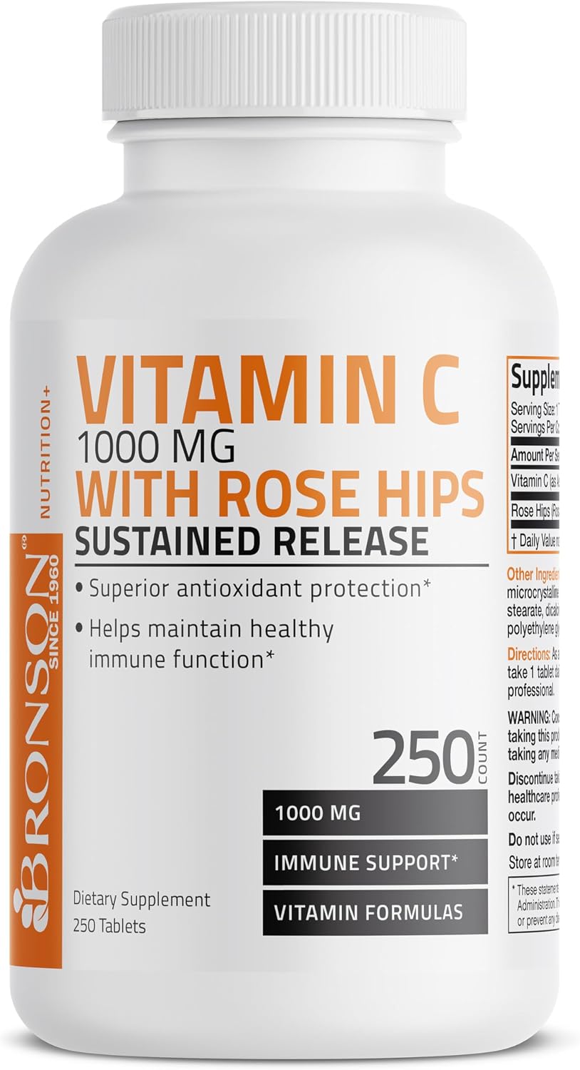 Bronson Vitamin C 1000 mg with Rose Hips Sustained Release – 250 Tablets - görsel 3