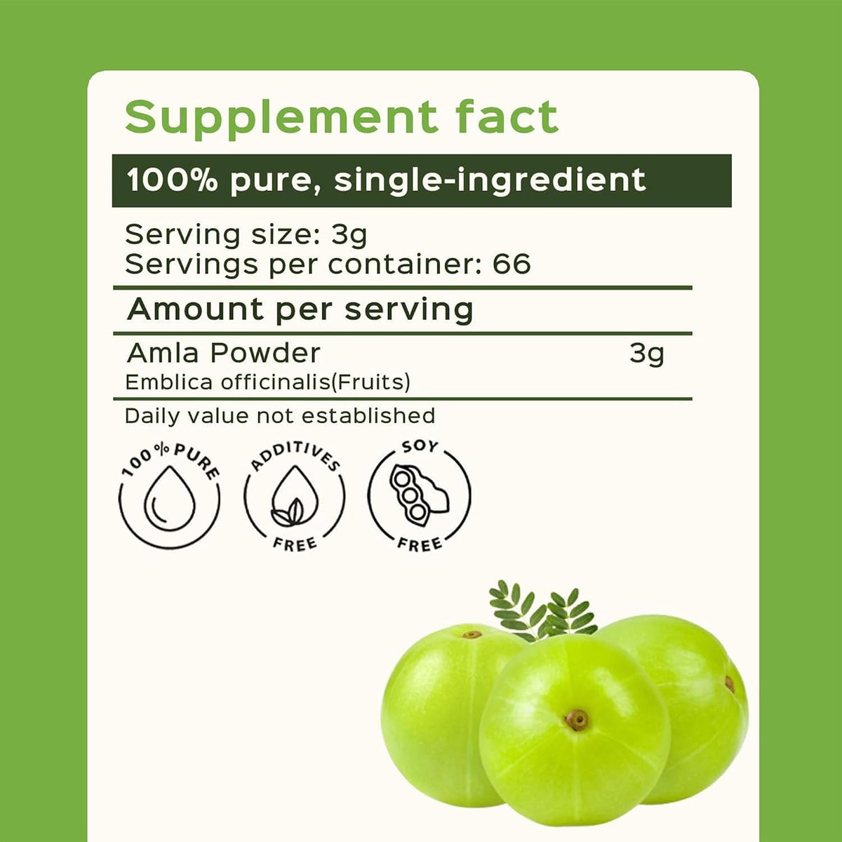 bixa BOTANICAL Amalaki Amla Berries Powder - Indian Gooseberry - Rich in Natural Vitamin C - Non-GMO - Gluten-free - 200g (7 oz) - görsel 3