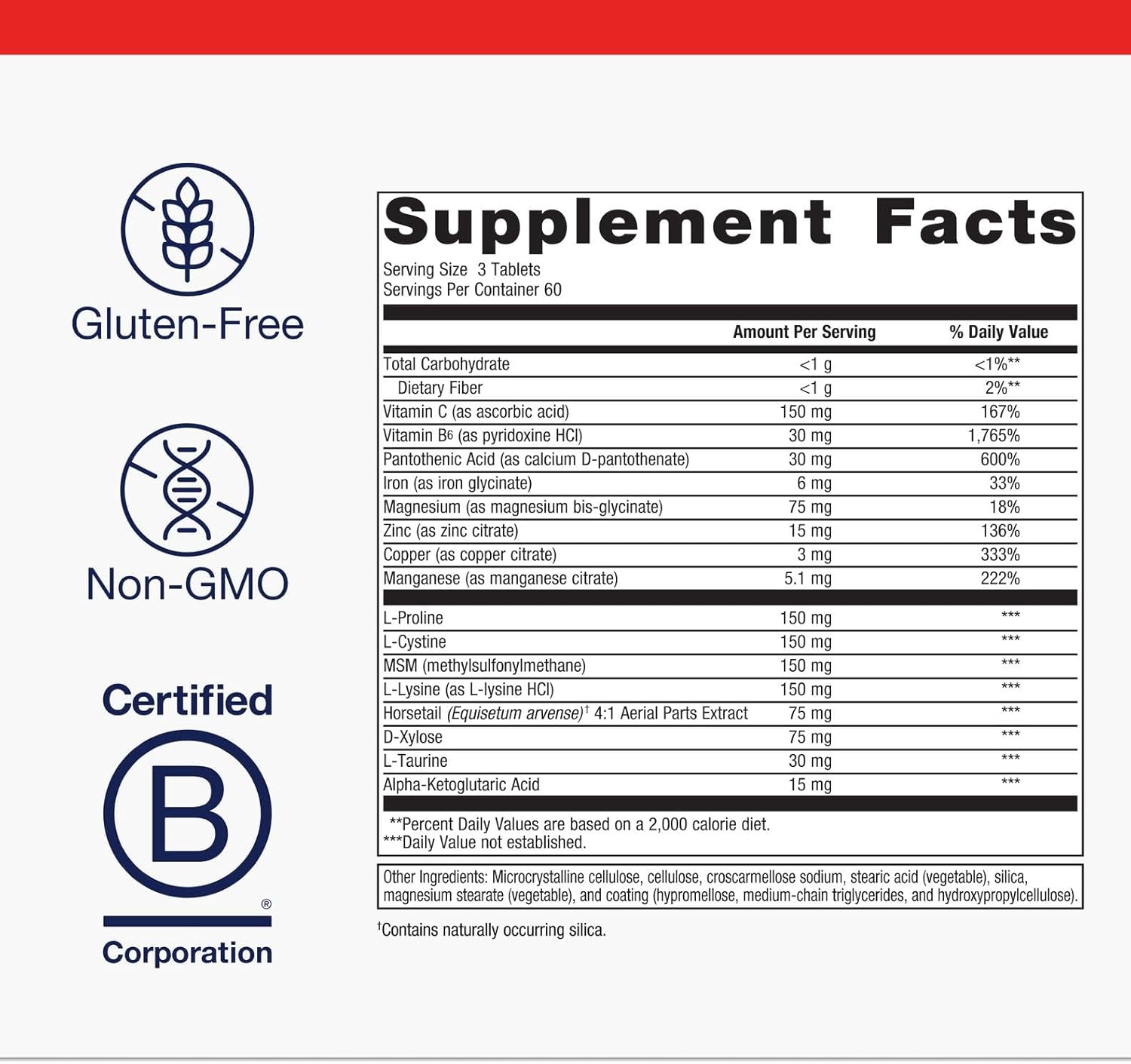 Metagenics Collagenics - Collagen-Building Nutrients for Joint, Skin & Connective Tissue Support* - with L-Proline, L-Lysine, Vitamin C, Manganese & Zinc* - Non-GM, Gluten-Free - görsel 4