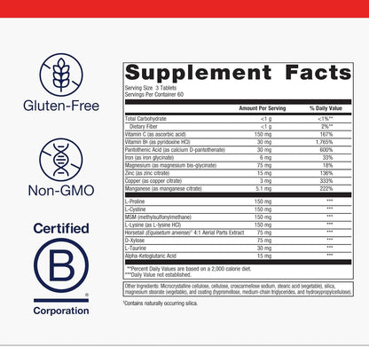 Metagenics Collagenics - Collagen-Building Nutrients for Joint, Skin & Connective Tissue Support* - with L-Proline, L-Lysine, Vitamin C, Manganese & Zinc* - Non-GM, Gluten-Free