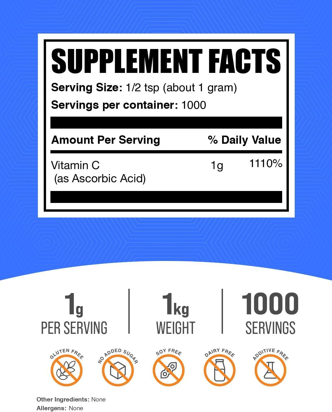 Ascorbic Acid Powder - Vitamin C Supplement, 1 kg - görsel 2