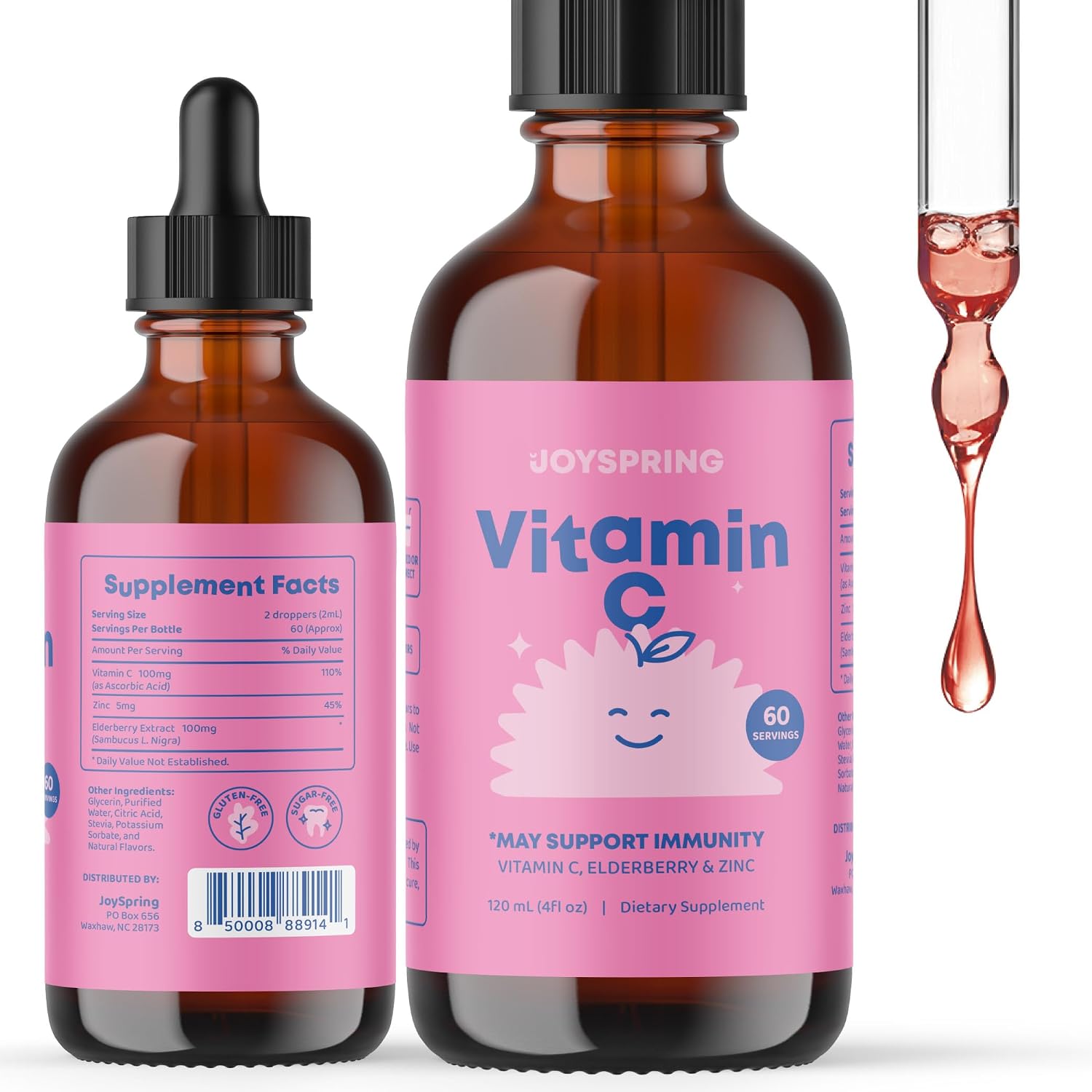 JoySpring Vitamin C and Zinc Liquid for Children – with Elderberry, Alcohol-Free, Sugar-Free, 60 ml (30 Servings) - görsel 10