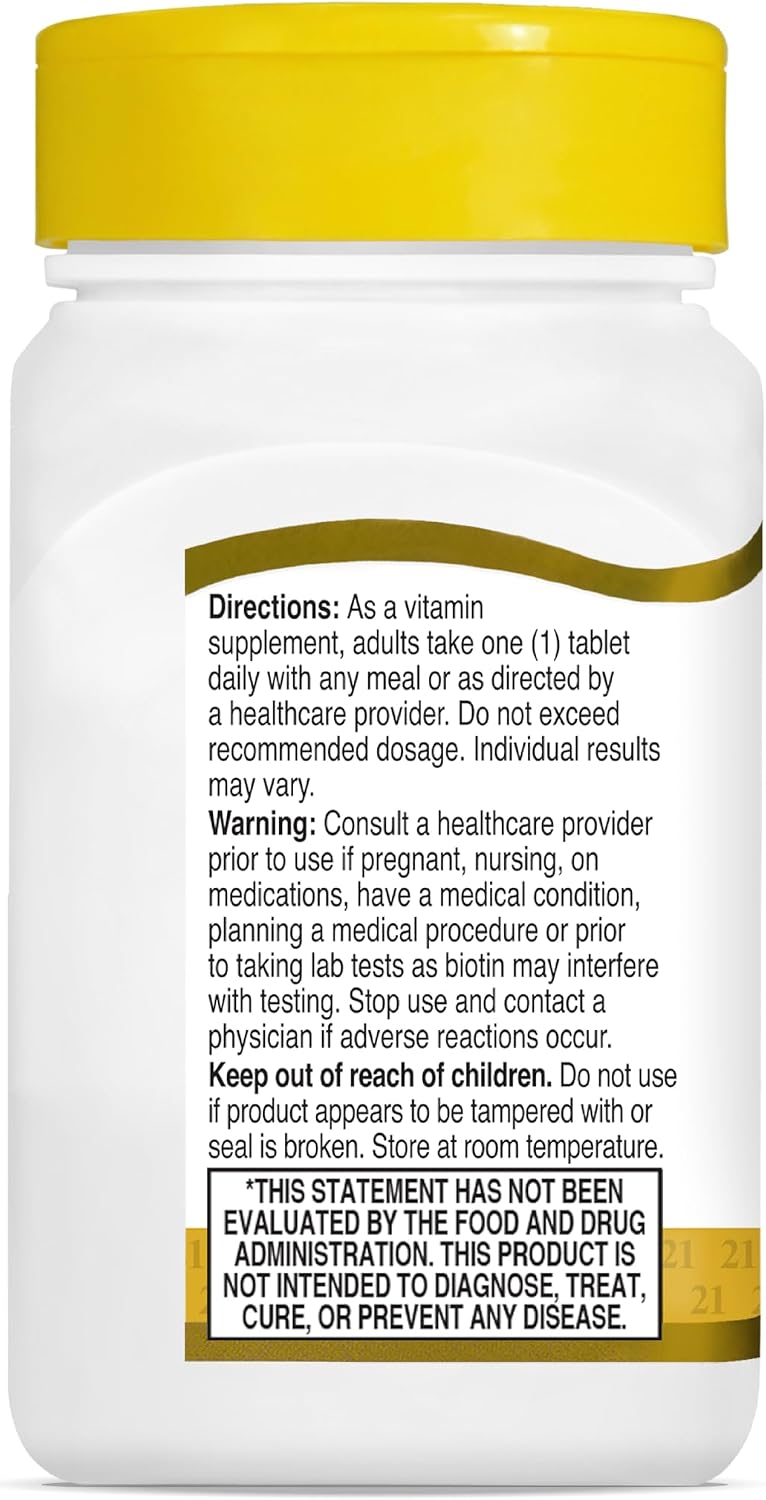 21st Century Biotin Tablets, 10,000 mcg, Unflavoured, 120 Tablets - görsel 9