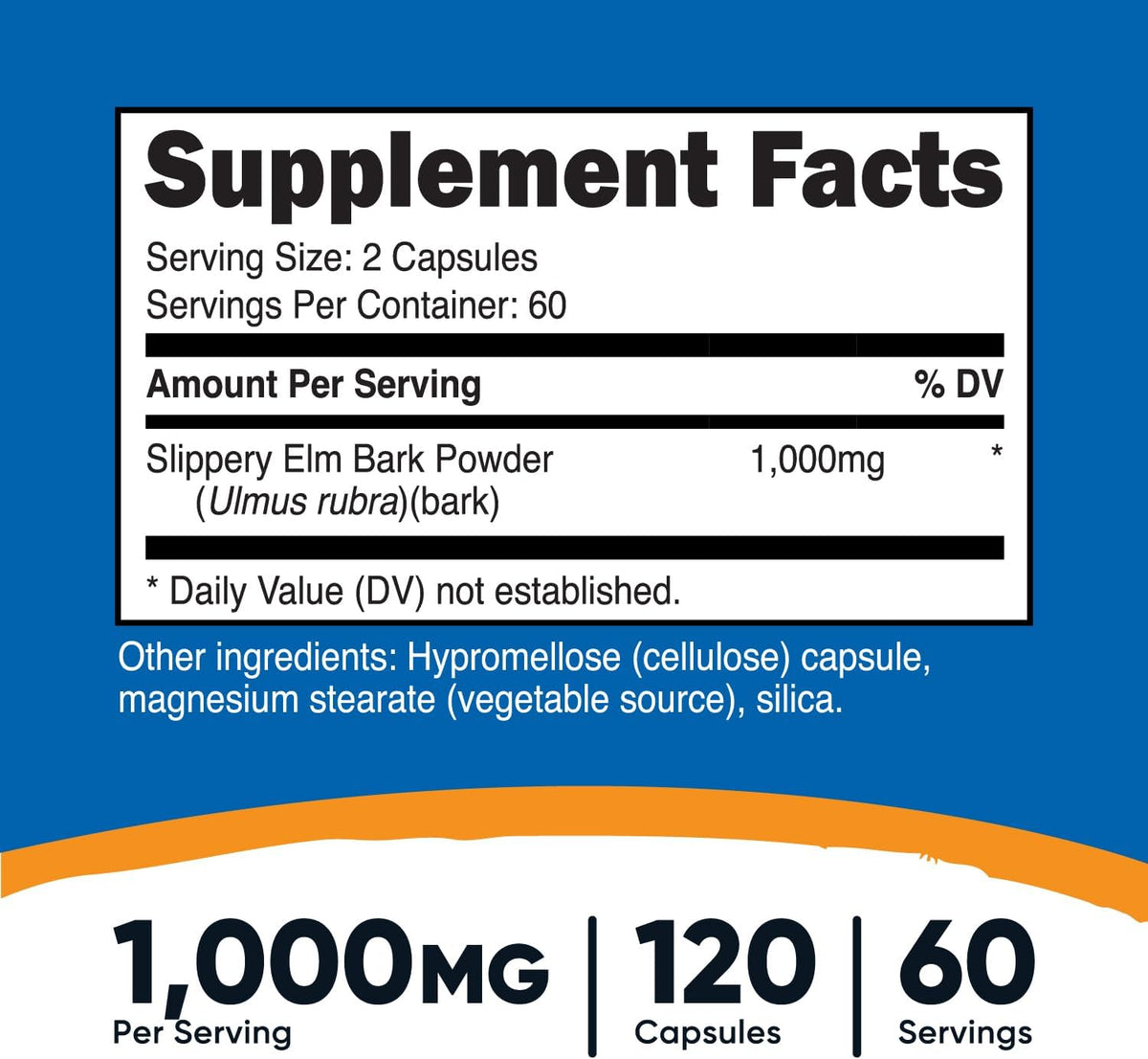Nutricost Slippery Elm Bark Capsules 1000mg Per Serving, 120 Capsules – Non-GM, Gluten-free, Vegetarian Friendly - görsel 2