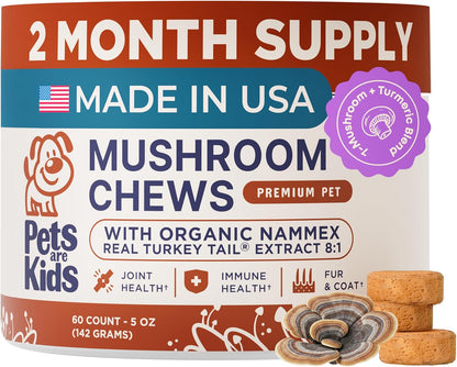 Turkey Tail Mushroom Chews for Dogs with Organic Real Turkey Tail™ – 8:1 Extract Blend (120 Chews)