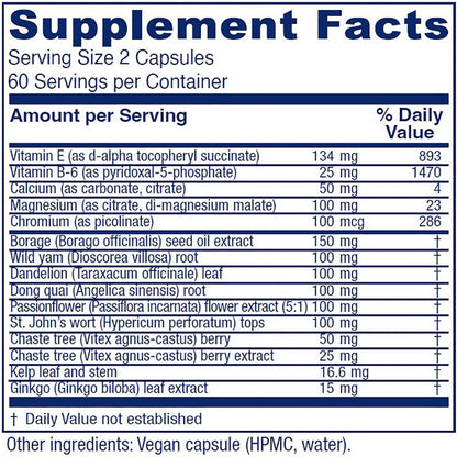 Vitanica Women's Phase I, Premenstrual Support, Vegan, 120 Capsules
