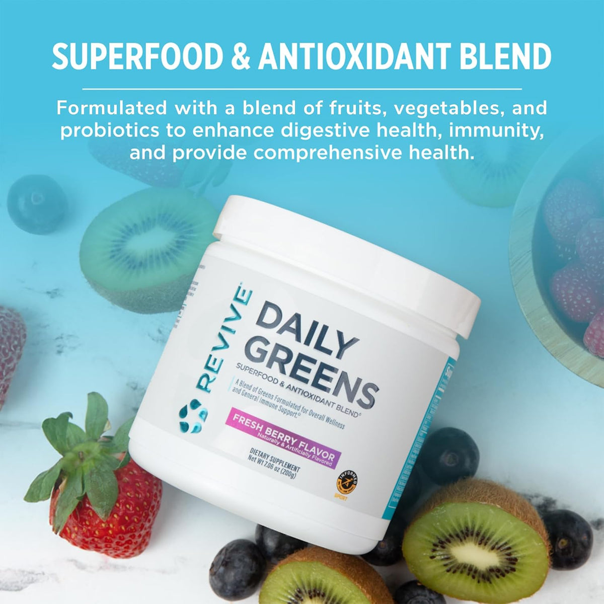 Revive MD Daily Green Powder Superfood (Fresh Berry) - görsel 4