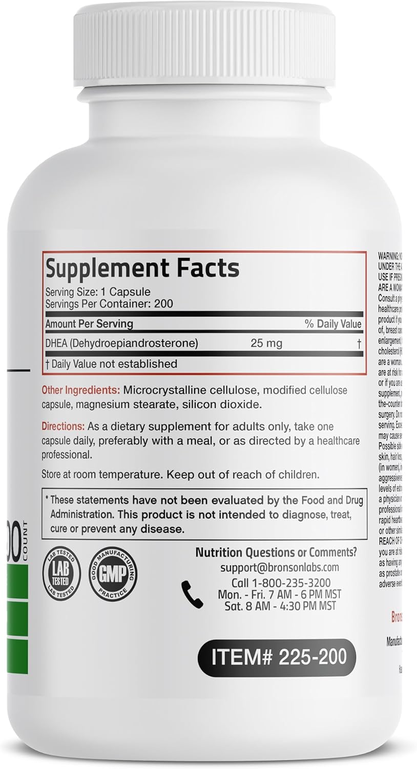 Bronson DHEA 25 mg Once Daily Formula, 200 Capsules - görsel 2
