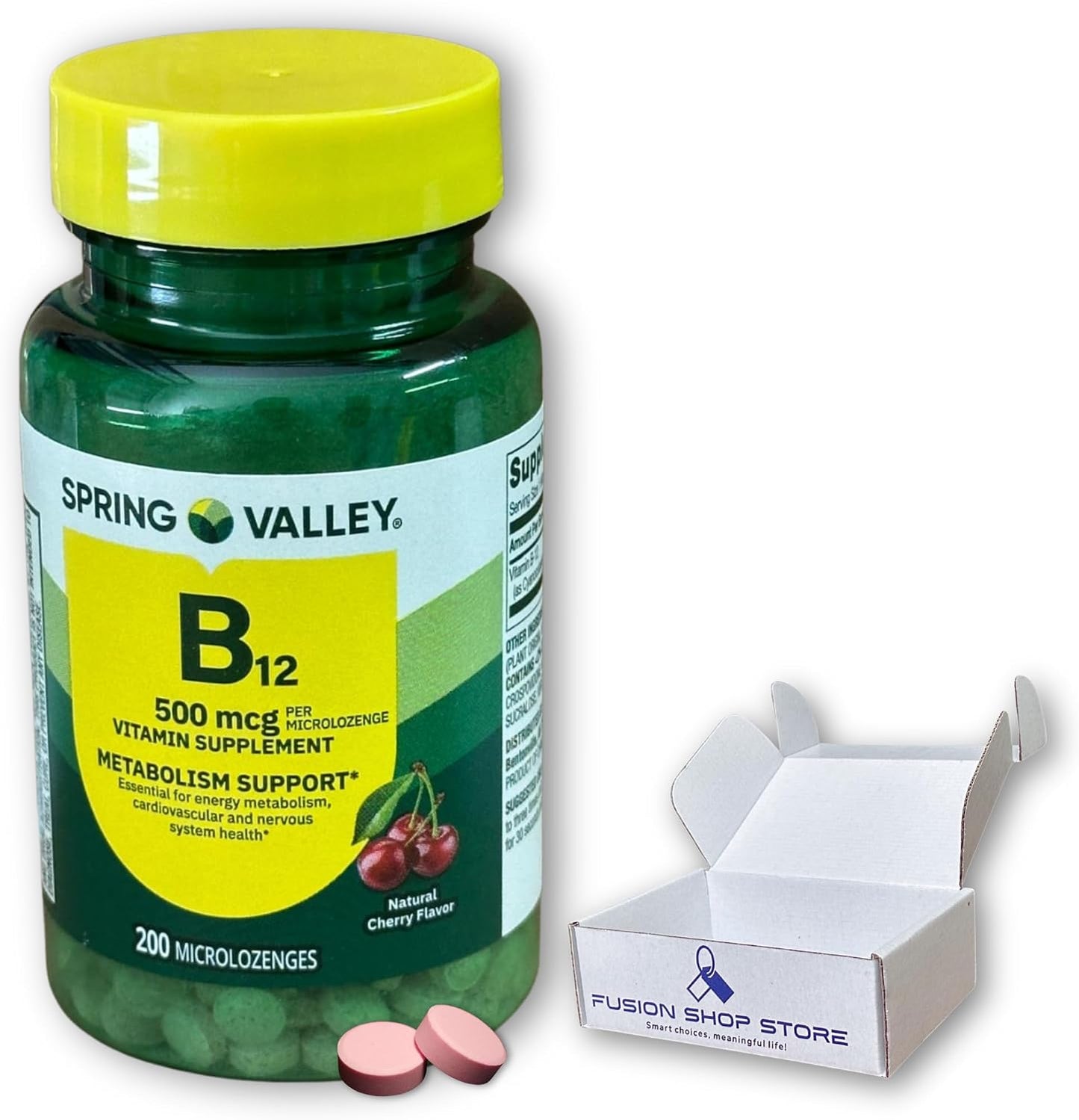 B12 500 mcg Sublingual Cherry Flavour - 200 Lozenges - görsel 1