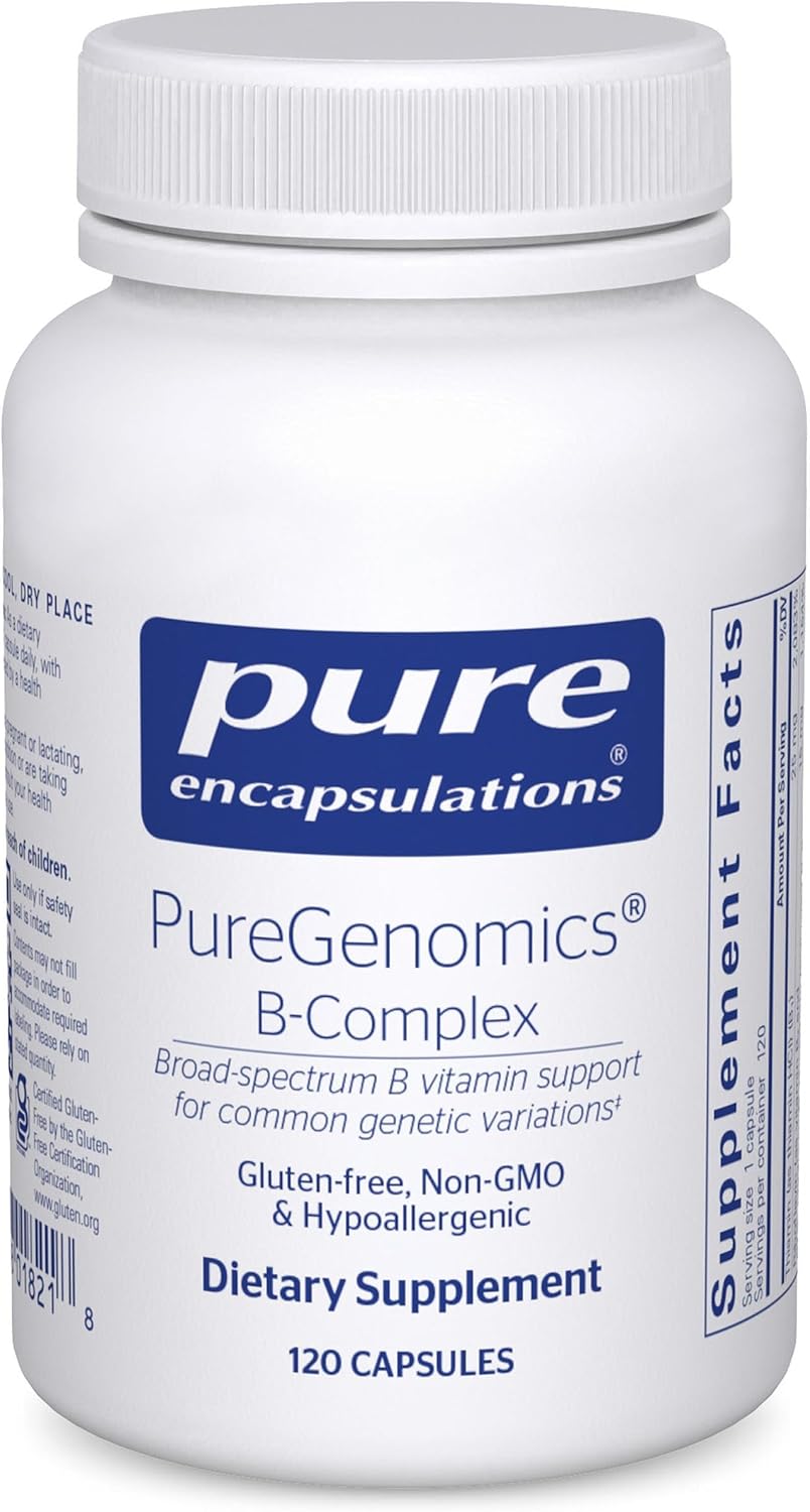 Pure Encapsulations PureGenomics B-Complex - Broad Spectrum B Vitamin Supplement for Genetic Expression, Cellular Function, Hormone Production & Energy Metabolism - 120 Capsules - görsel 1
