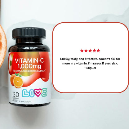 LIVS Vitamin C 1000mg Gummies for Kids and Adults