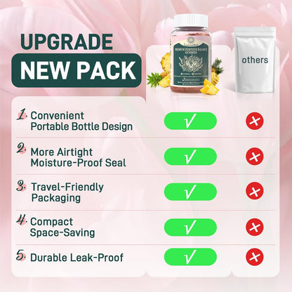 LanranBee Premium Feminine Balance Gummies - Vaginal Probiotic for Women - pH Balance & Immune Support - Hawaiian Pineapple Flavour - 60 Count