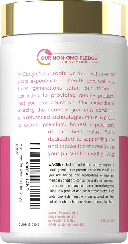 Carlyle Maca Root Capsules for Women | 150 Capsules | Non-GM, Gluten-free Supplement | For Her