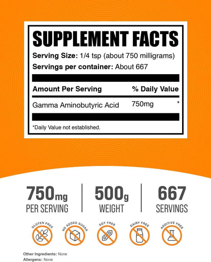 GABA Powder – Gamma Aminobutyric Acid Supplement – 500g