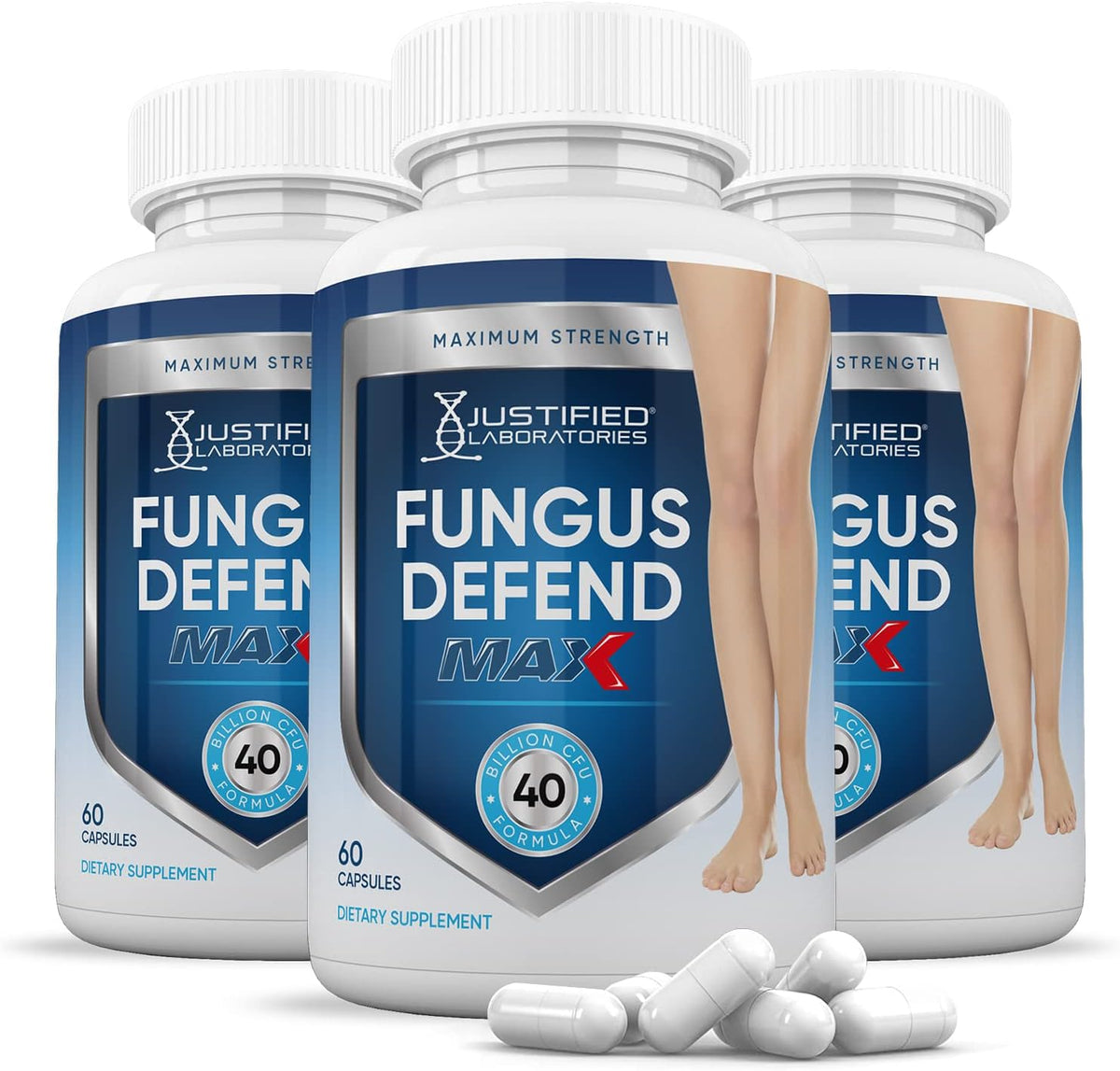 Justified Laboratories Fungus Defend Max Probiotic - 40 Billion CFU, 180 Capsules (3 Pack) - görsel 1