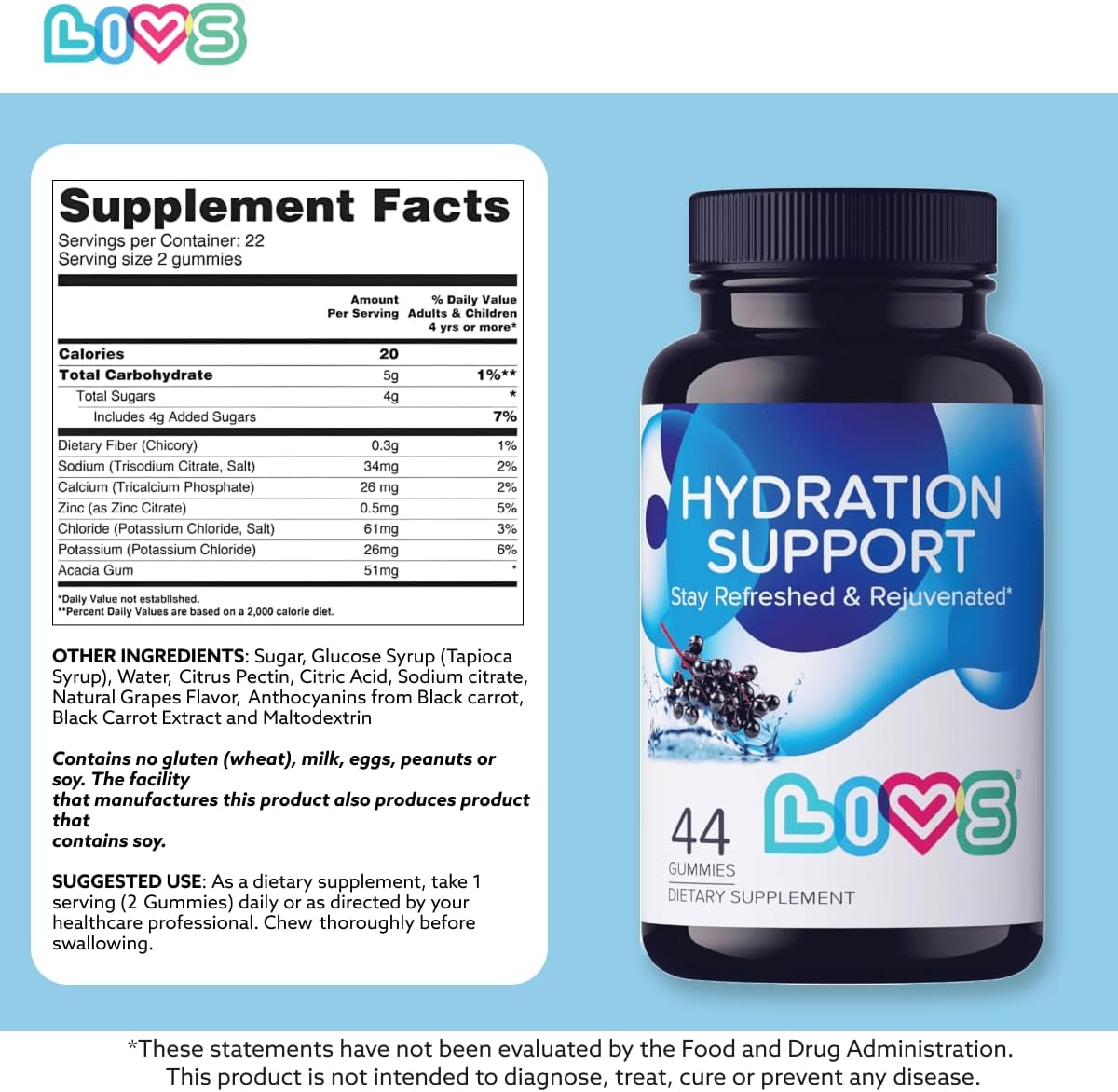 LIVS Electrolyte Gummies for Hydration Support & Post Workout Recovery – 88 Count – Grape Flavour - görsel 4
