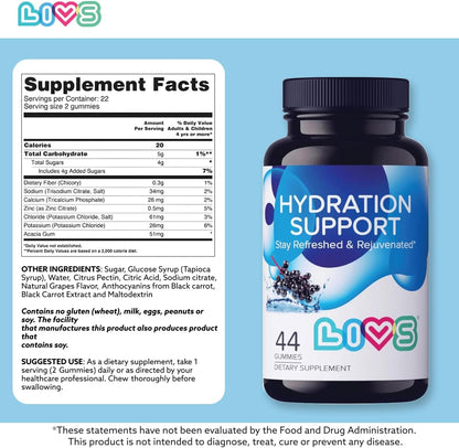 LIVS Electrolyte Gummies for Hydration Support & Post Workout Recovery – 88 Count – Grape Flavour