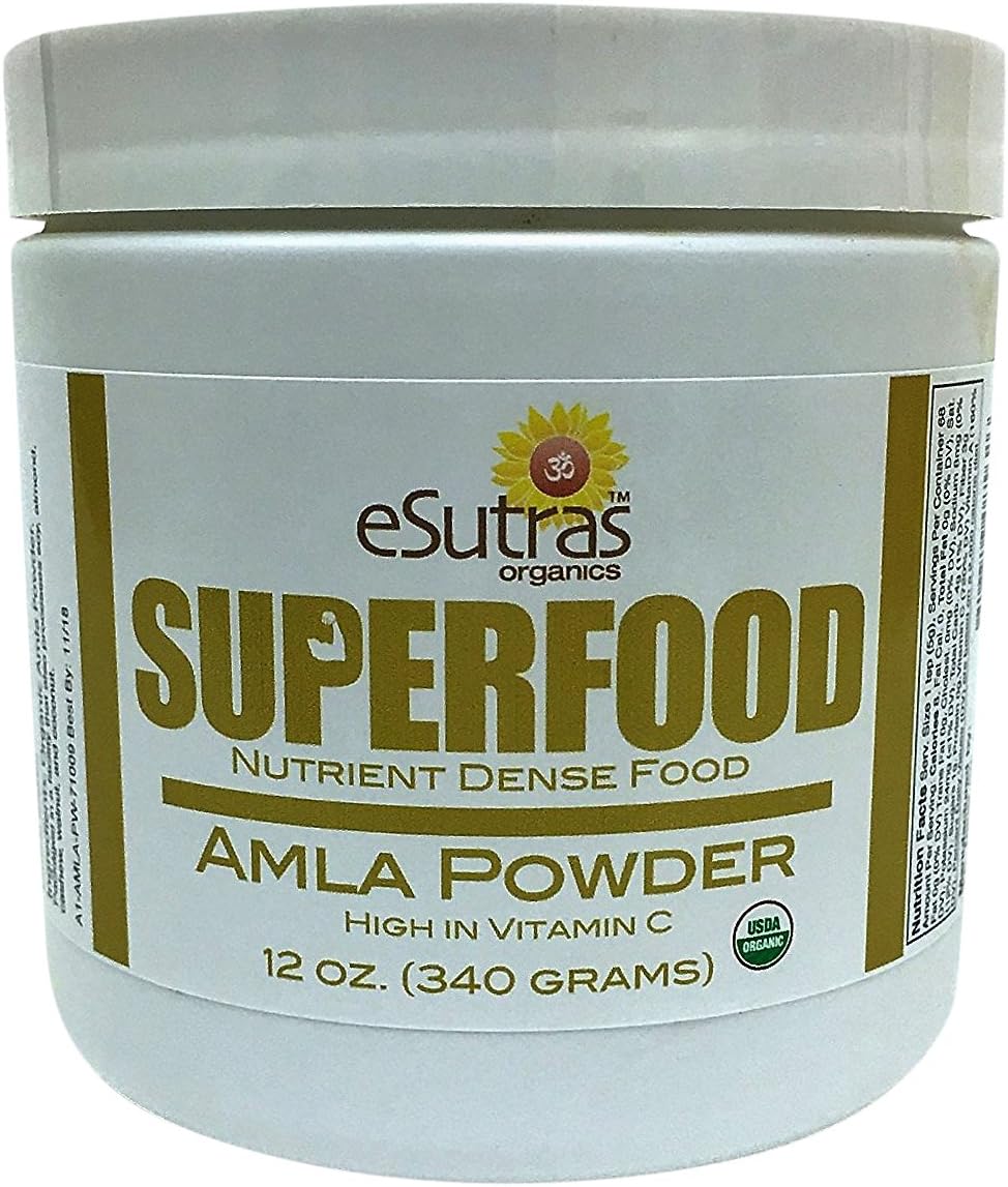 Organic Amla Powder 340g (12 oz), 30 Servings - Natural Vitamin C from Amalaki, Cold-Pressed Organic Superfood for Healthy Smoothies - görsel 1