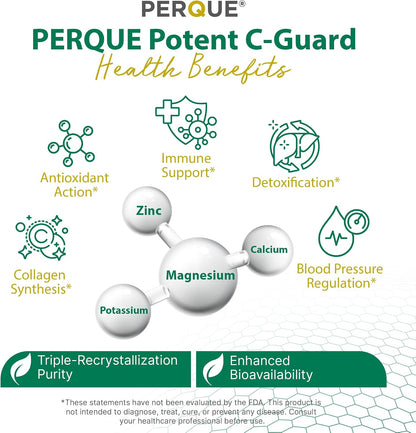 PERQUE Buffered Vitamin C Ascorbate Powder - pH Balanced, Allergen-Free, Effervescent - 454 g