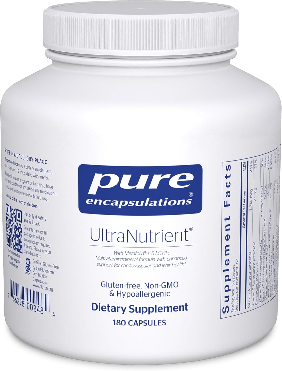Pure Encapsulations UltraNutrient - Multivitamin and Minerals - for Liver and Heart Health - with Vitamin C, CoQ10 - Non-GMO and Gluten-Free - 180 Capsules - görsel 1