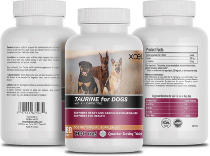 XCEL Taurine for Dogs 1000 mg with L-Carnitine, Quarter-Scored Tablets
