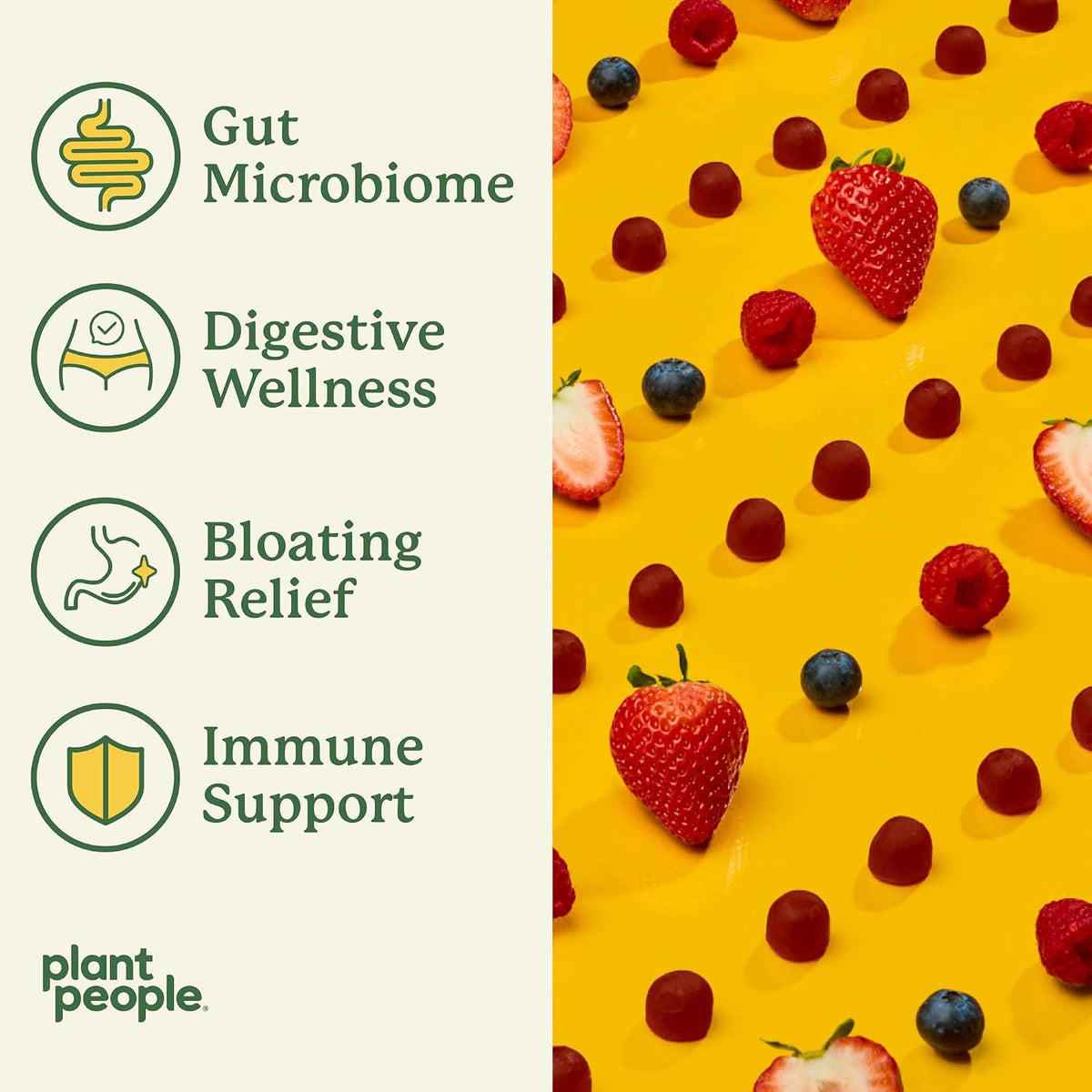 Plant People WonderBiome 2-in-1 Prebiotic + Probiotic Gummies – Zero-Sugar Vegan Digestive Health & Bloating Relief - görsel 4