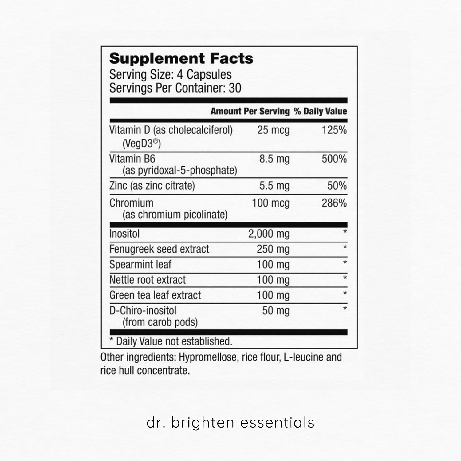 Dr. Brighten Myoinositol Plus - Doctor Formulated Ratio of Myo- and D-Chiro-Inositol to Support Hormone Balance, Healthy Ovarian Function, and Regular Menstrual Cycles - görsel 8