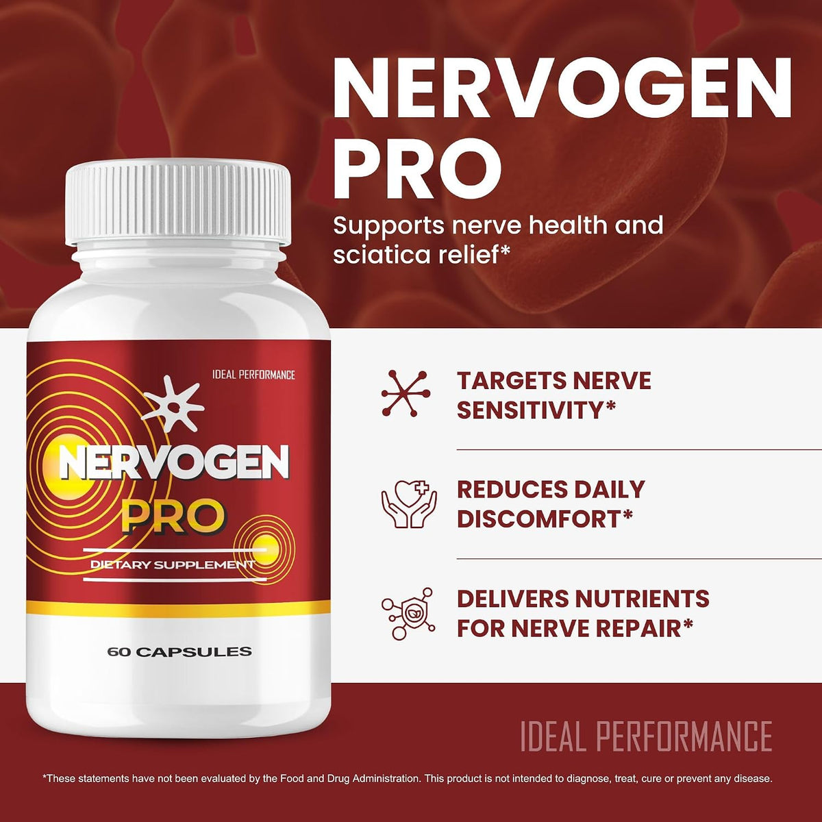 IDEAL PERFORMANCE (5 Pack) Nervogen Pro Food Supplement (300 Capsules) - görsel 2