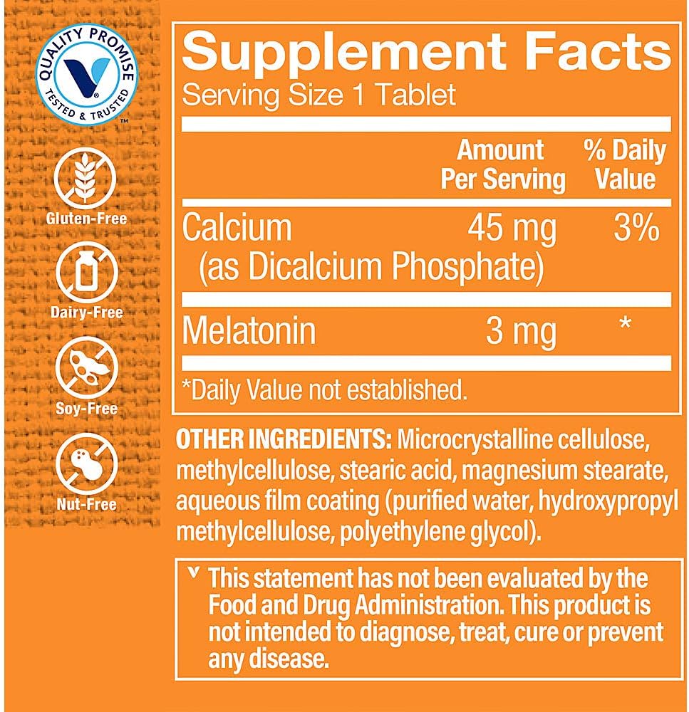 The Vitamin Shoppe Melatonin - Sleep Support, Restful Sleep & Healthy Sleep Cycle, Natural Sleep Aid (120 Tablets) - görsel 2