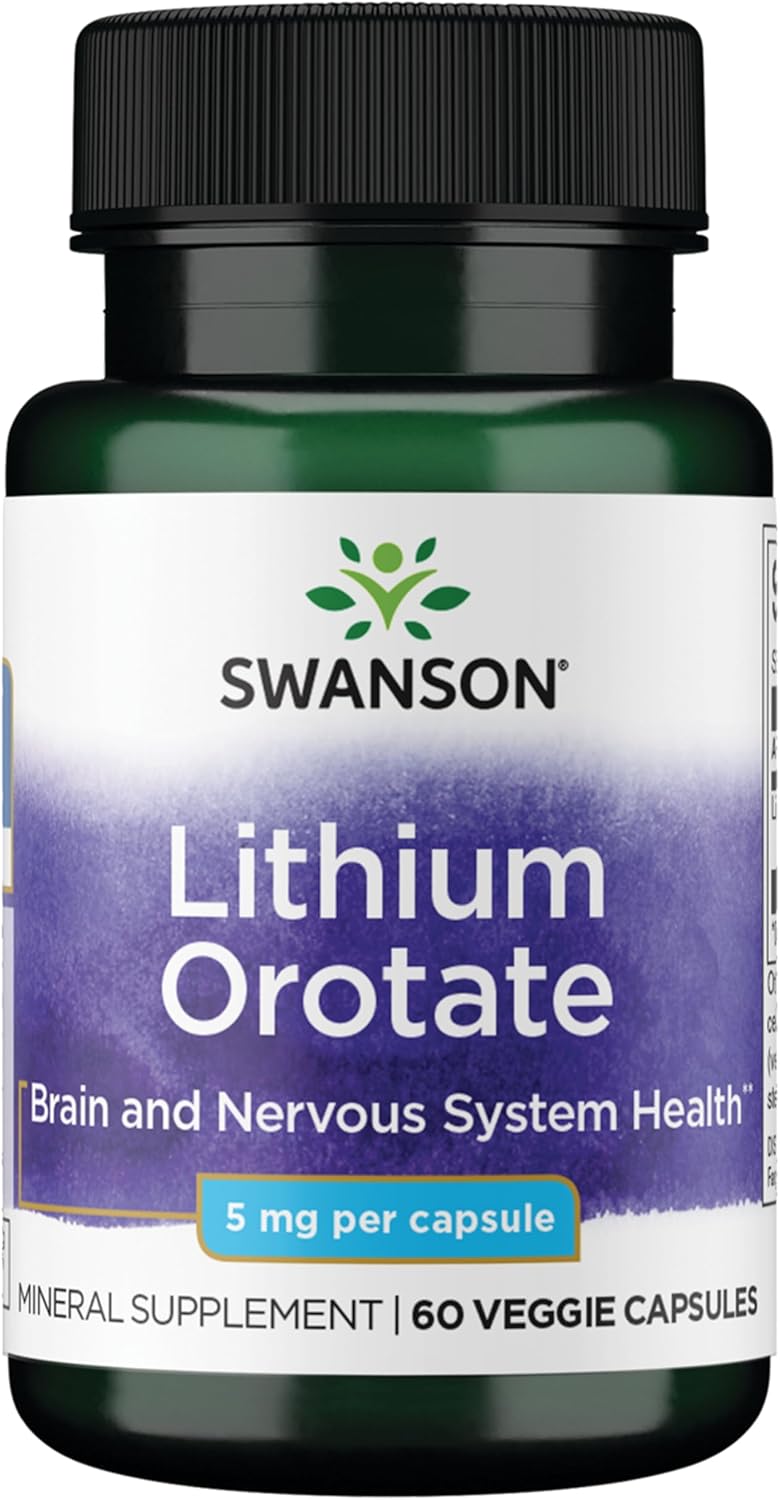 Swanson Lithium Orotate Mood and Memory Support Supplement - 5 mg, 60 Vegetarian Capsules - görsel 1