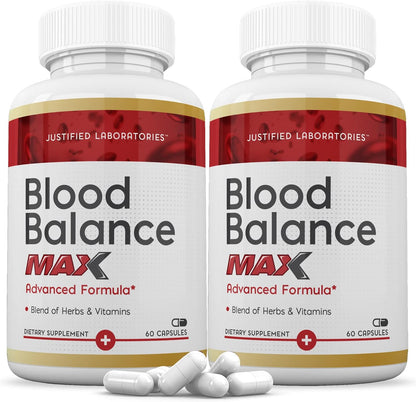 Justified Laboratories Blood Balance Max – Advanced Circulatory Support with Herbs & Vitamins (60 Capsules, Pack of 2)
