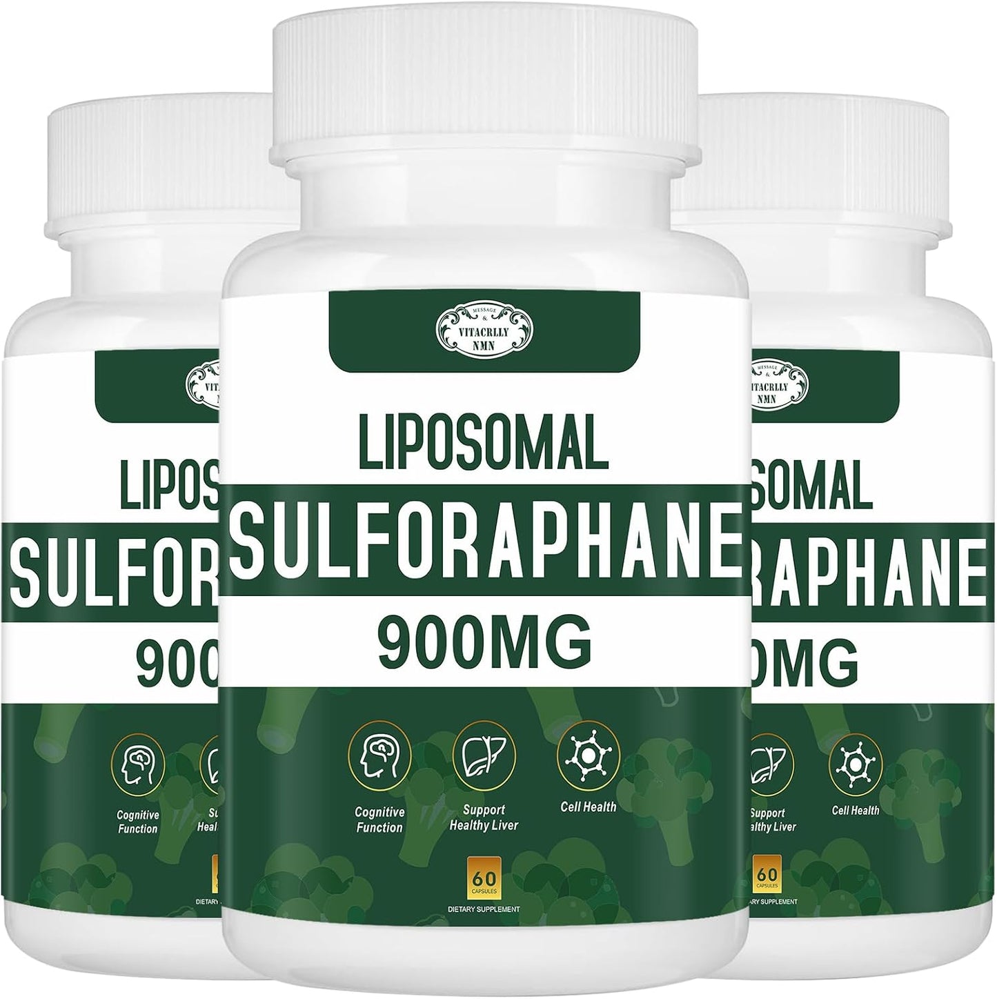 900mg Liposomal Sulforaphane Supplement – Broccoli Extract, Antioxidant, Digestive & Cellular Health, 180 Capsules - görsel 1