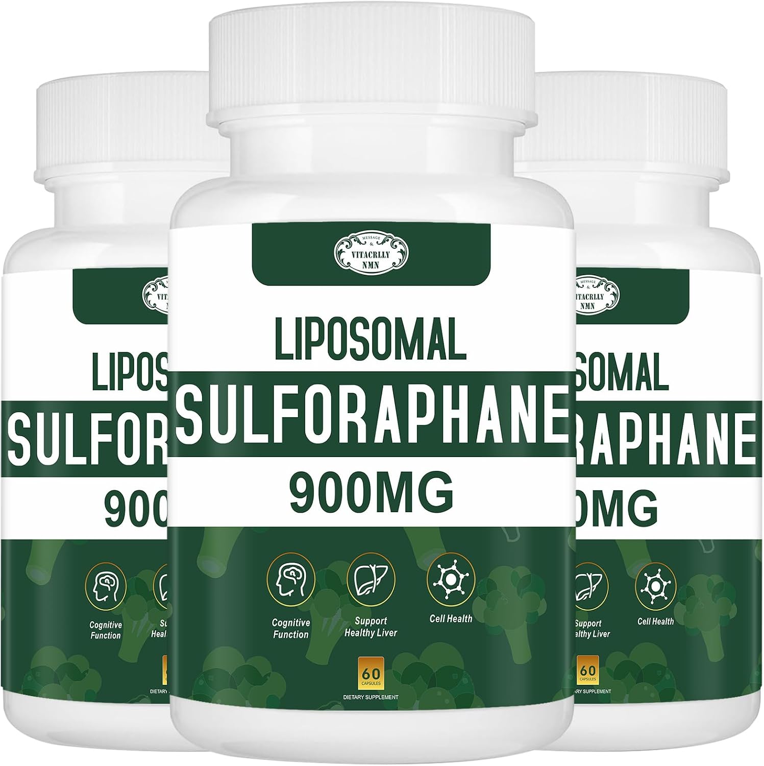 900mg Liposomal Sulforaphane Supplement – Broccoli Extract, Antioxidant, Digestive & Cellular Health, 180 Capsules - görsel 1