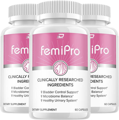 FemiPro Food Supplement - Probiotic for Urinary Health & Microbiome Balance (3-Pack, 180 Capsules)