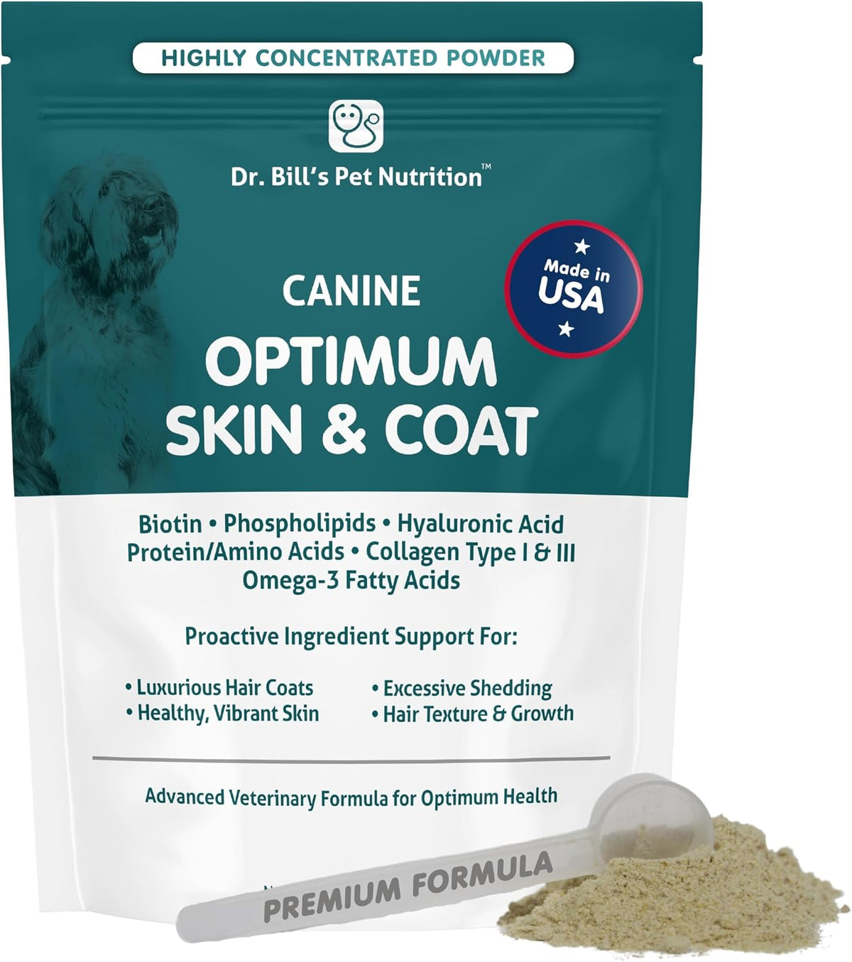 Dr. Bill's Canine Optimum Skin & Coat Supplement – Omega-3, Collagen, Biotin & Hyaluronic Acid – 680g - görsel 1