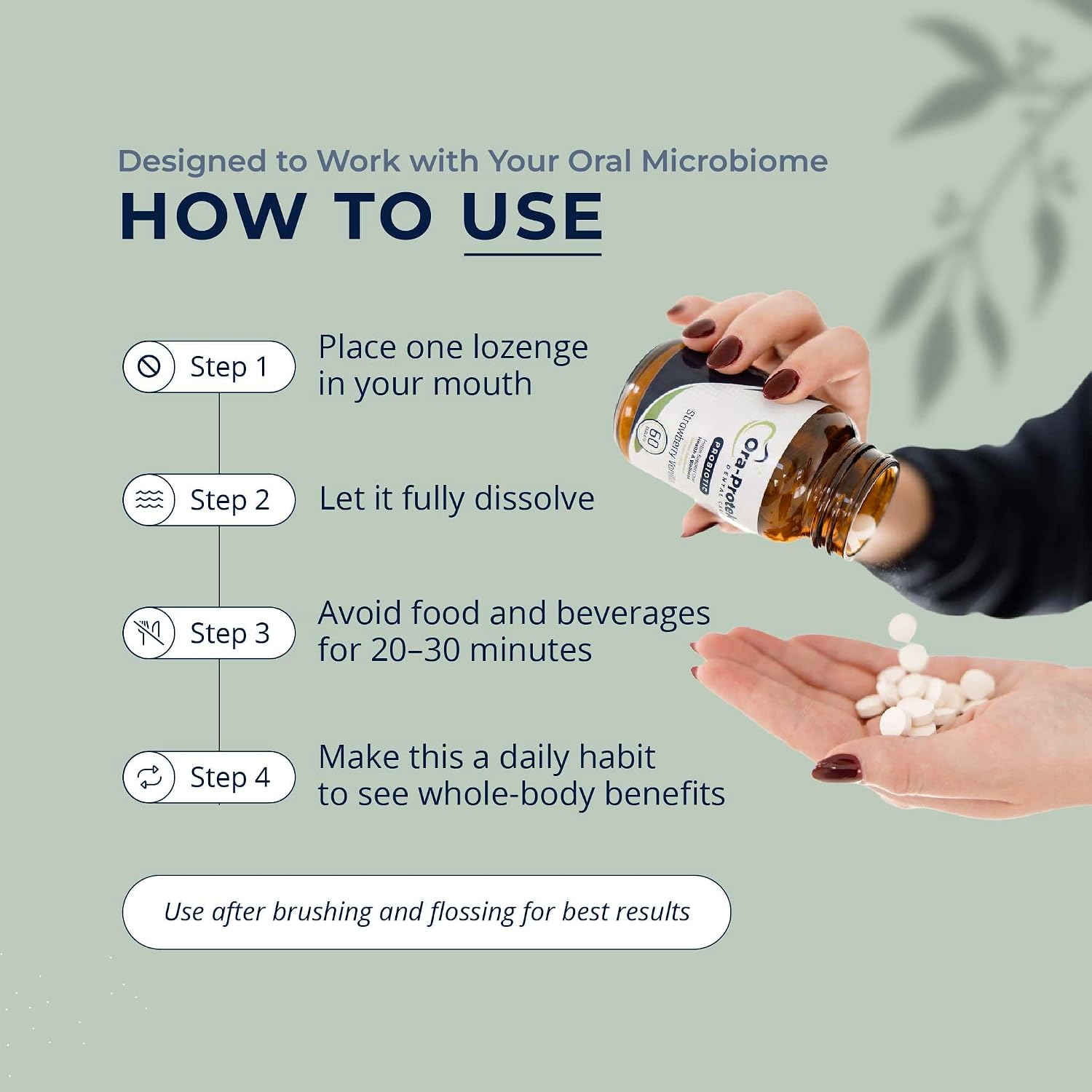 Oral Probiotics for Mouth and Gum Support | Fresh Breath and Oral Microbiome Balance | Sugar-Free, Dairy-Free, Non-GM | For Adults and Children - görsel 4