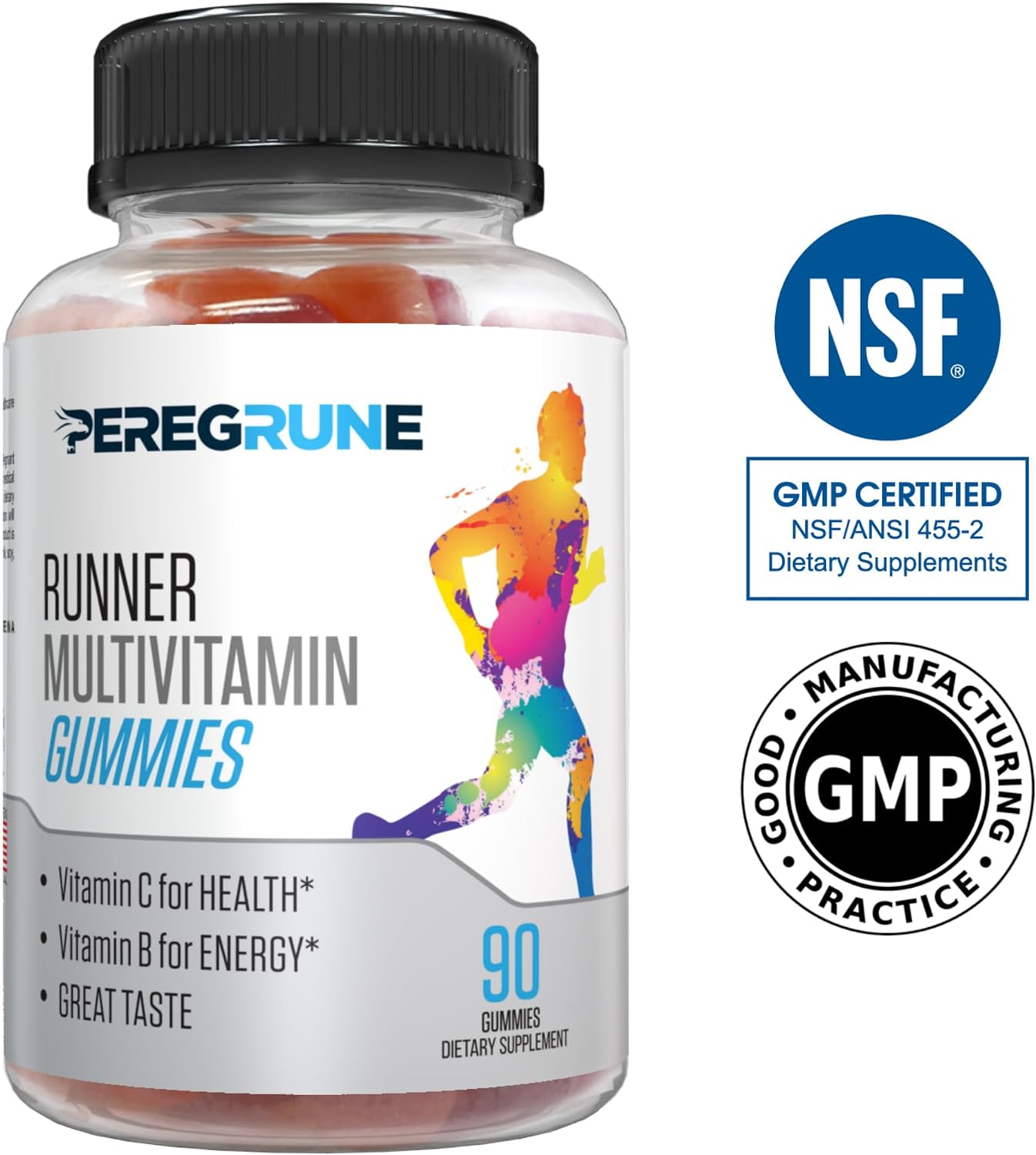 PEREGRUNE Runner Multivitamin Gummies – Daily Vitamin for Runners (Vitamins A, C, D, E, B Complex) – 50% Less Sugar - görsel 5