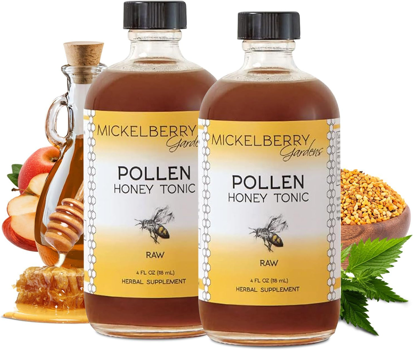 Mickelberry Gardens Pollen Honey Tonic 4oz (118ml) 2 Pack Respiratory Support - görsel 1