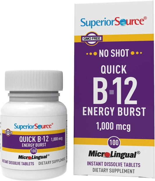 Superior Source NO Shot Quick Energy Burst B-12 1,000 mcg - 100 MicroLingual Instant Dissolve Tablets