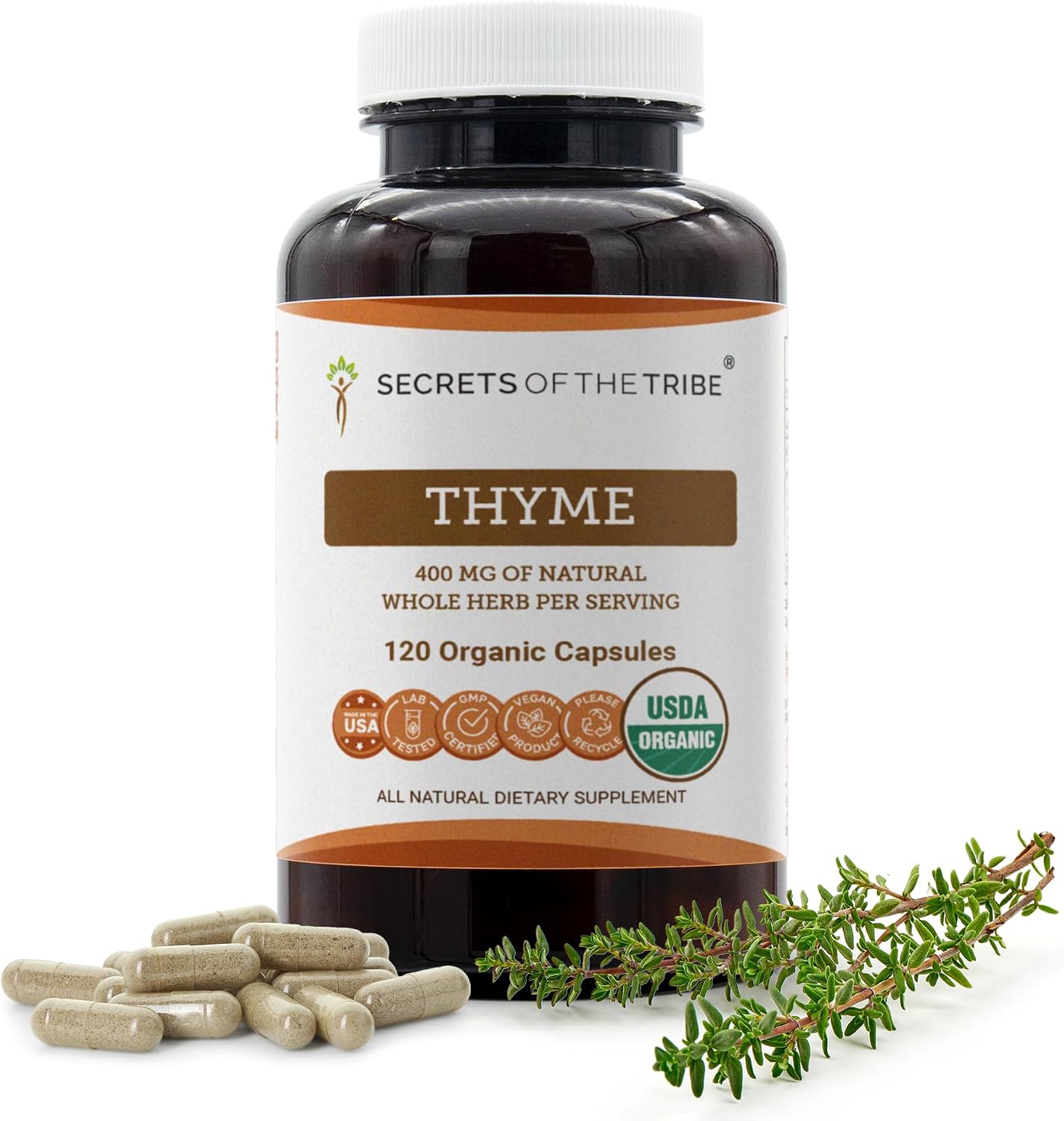 Secrets of the Tribe Thyme Organic 60 Capsules - Certified Organic Thyme (Thymus Vulgaris) Dried Leaf - görsel 7
