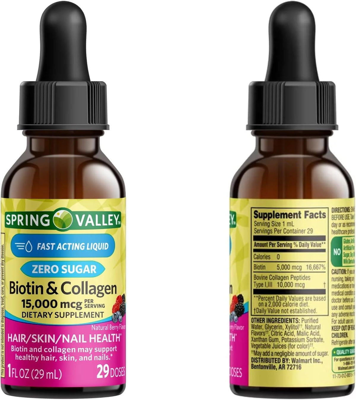 Liquid Biotin and Collagen 15000 mcg, Natural Berry Flavour, Drops for Hair, Skin, Nails (Pack of 2) - görsel 8