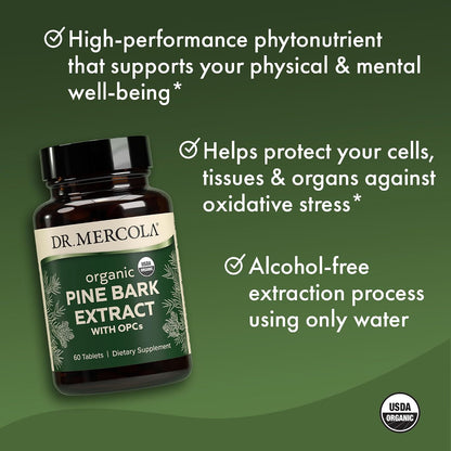Dr. Mercola Organic Pine Bark Extract with OPCs - 60% Procyanidins - 60 Tablets