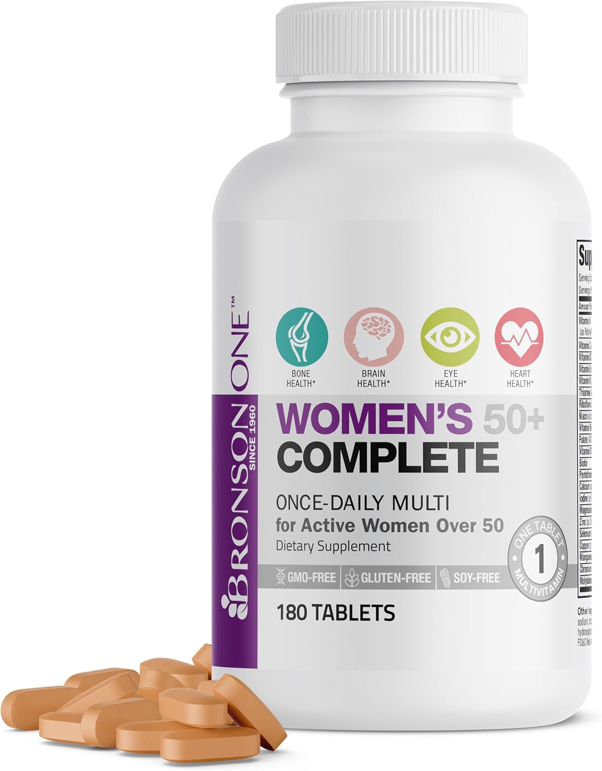 Bronson ONE Daily Women's 50+ Complete Multivitamin Multimineral - 180 Tablets - görsel 1