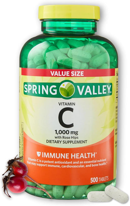 Vitamin C 1000mg Tablets with Rose Hips – 500 Count