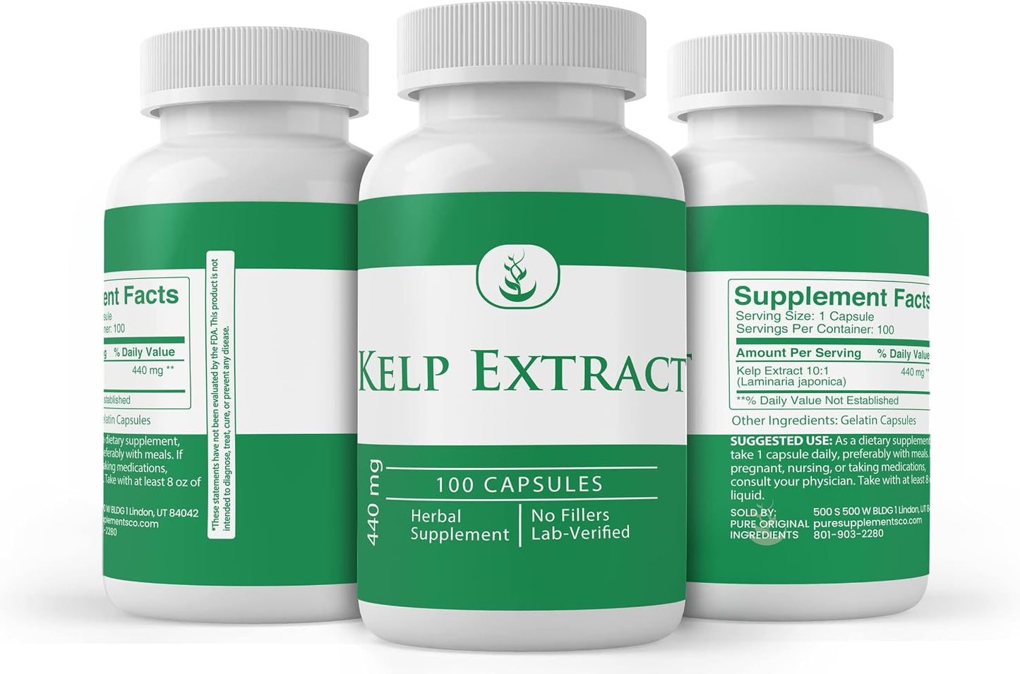 PURE ORIGINAL INGREDIENTS Kelp Extract (100 Capsules) - No Additives or Fillers - görsel 4