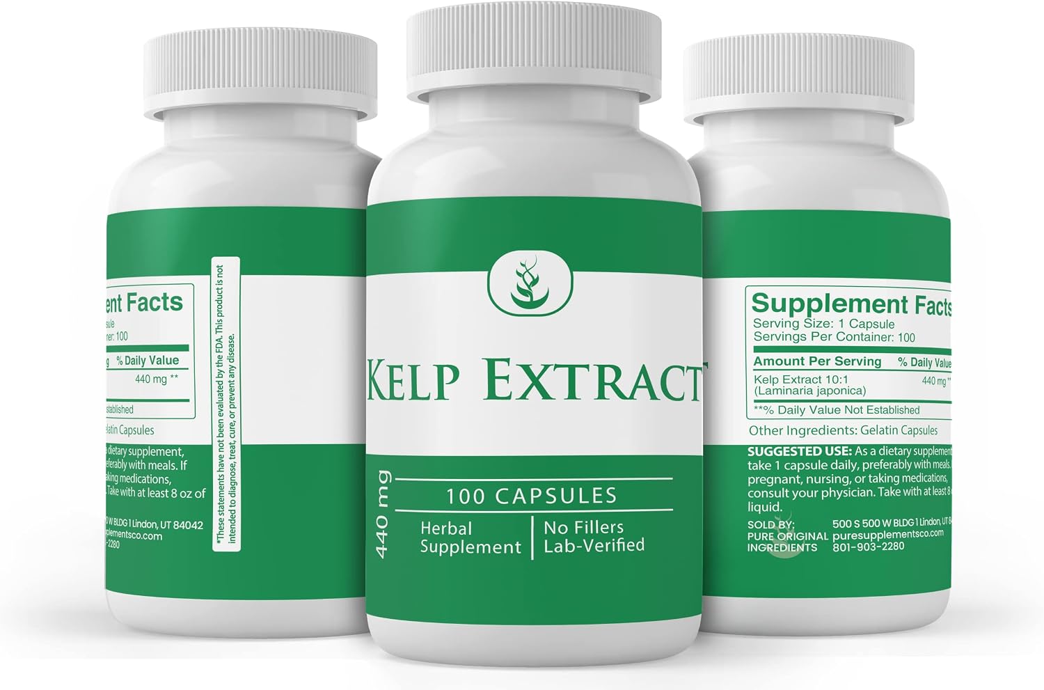 PURE ORIGINAL INGREDIENTS Kelp Extract (100 Capsules) - No Additives or Fillers - görsel 4